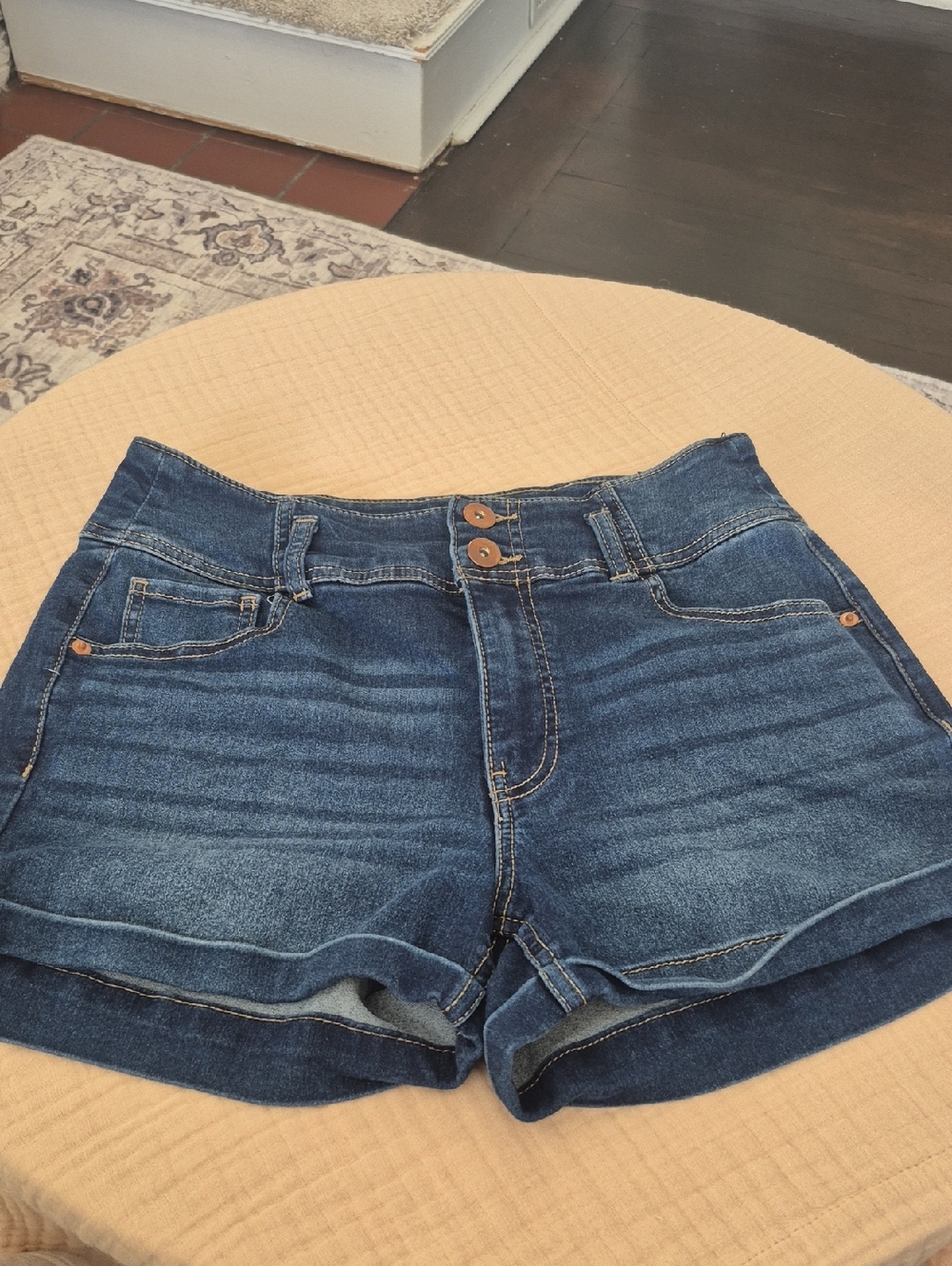 No Boundaries Dark Blue High-Rise Denim Shorts